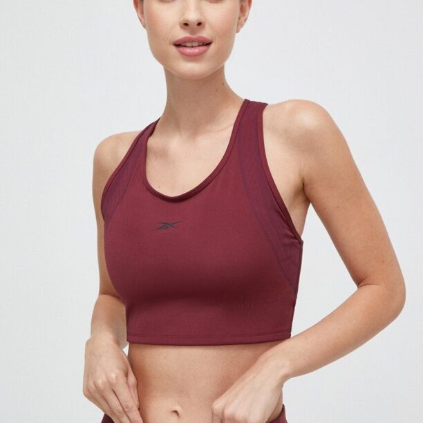 Reebok top de antrenament Lux Perform culoarea bordo