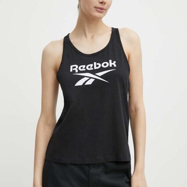 Reebok top din bumbac Identity culoarea negru