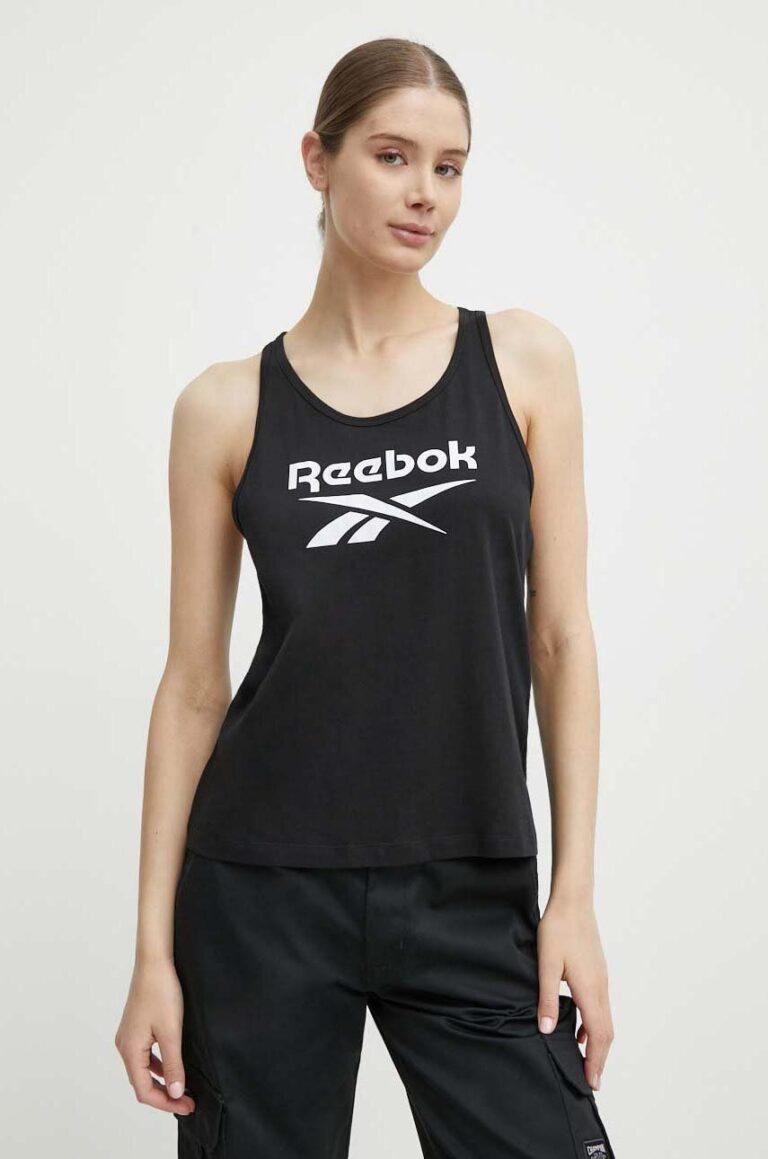 Reebok top din bumbac Identity culoarea negru