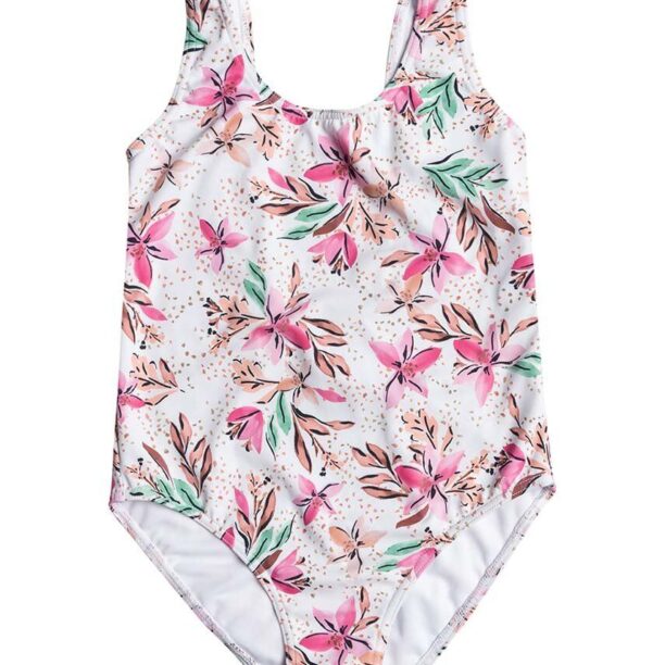 Roxy costum de baie dintr-o bucată pentru copii HAPPY TROPICAL culoarea alb