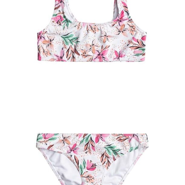 Roxy costum de baie pentru copii din două piese HAPPY TROPICAL culoarea alb