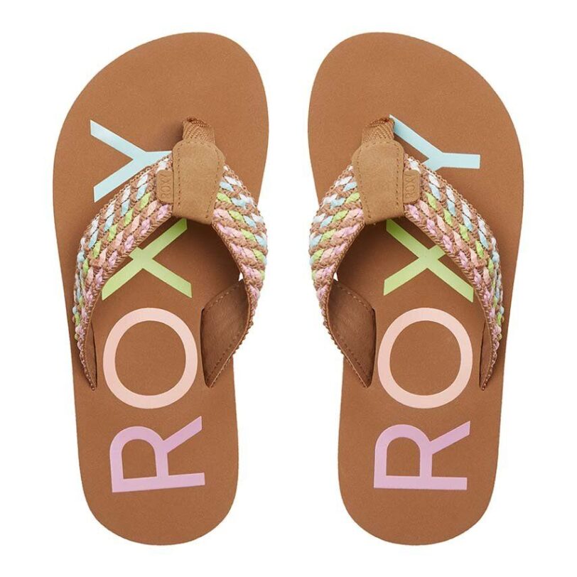 Roxy slapi copii RG CHIKA HI culoarea maro preţ