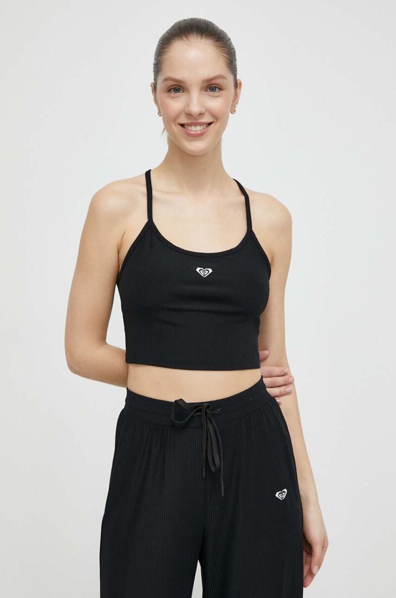 Roxy top de yoga Rise & Vibe culoarea negru