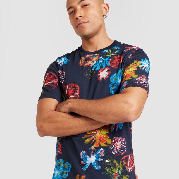 SCOTCH & SODA Tricou  azur / albastru închis / galben muștar / roșu