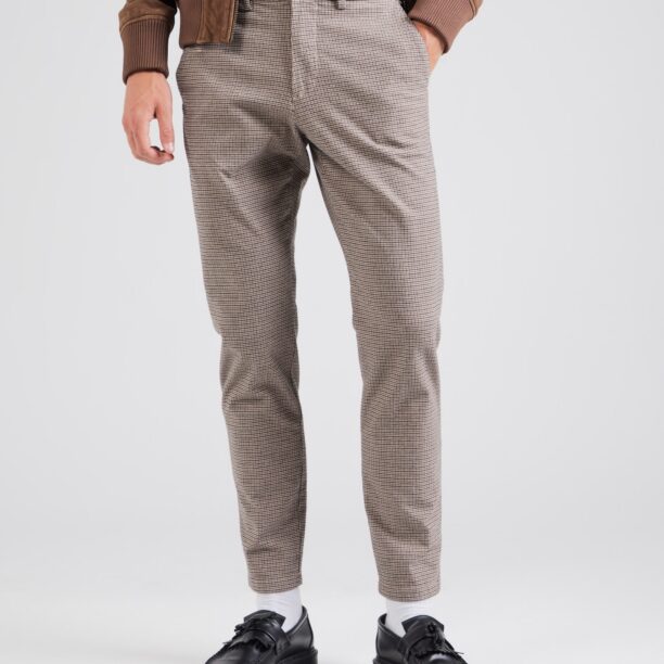 SELECTED HOMME Pantaloni eleganți 'SLH175-MILES HOUNDS'  crem / ciocolatiu / negru