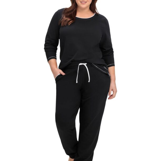 SHEEGO Pantaloni de pijama  negru / alb