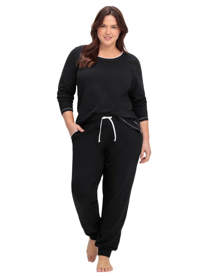 SHEEGO Pantaloni de pijama  negru / alb