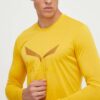 Salewa longsleeve sport Solidlogo culoarea galben