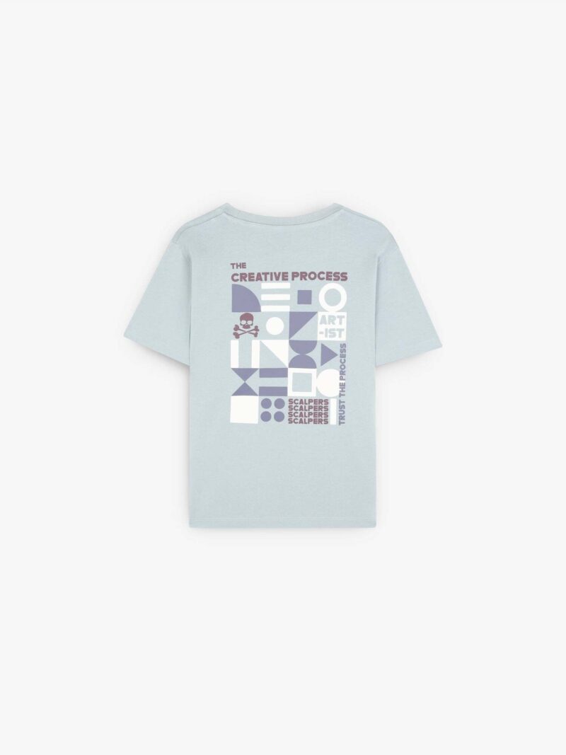 Scalpers Tricou 'Artist'  albastru porumbel / albastru deschis / gri taupe / alb