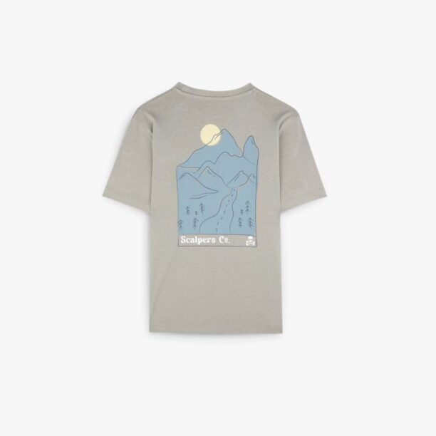 Scalpers Tricou 'Mountain'  albastru fumuriu / galben pastel / gri fumuriu / negru / alb murdar