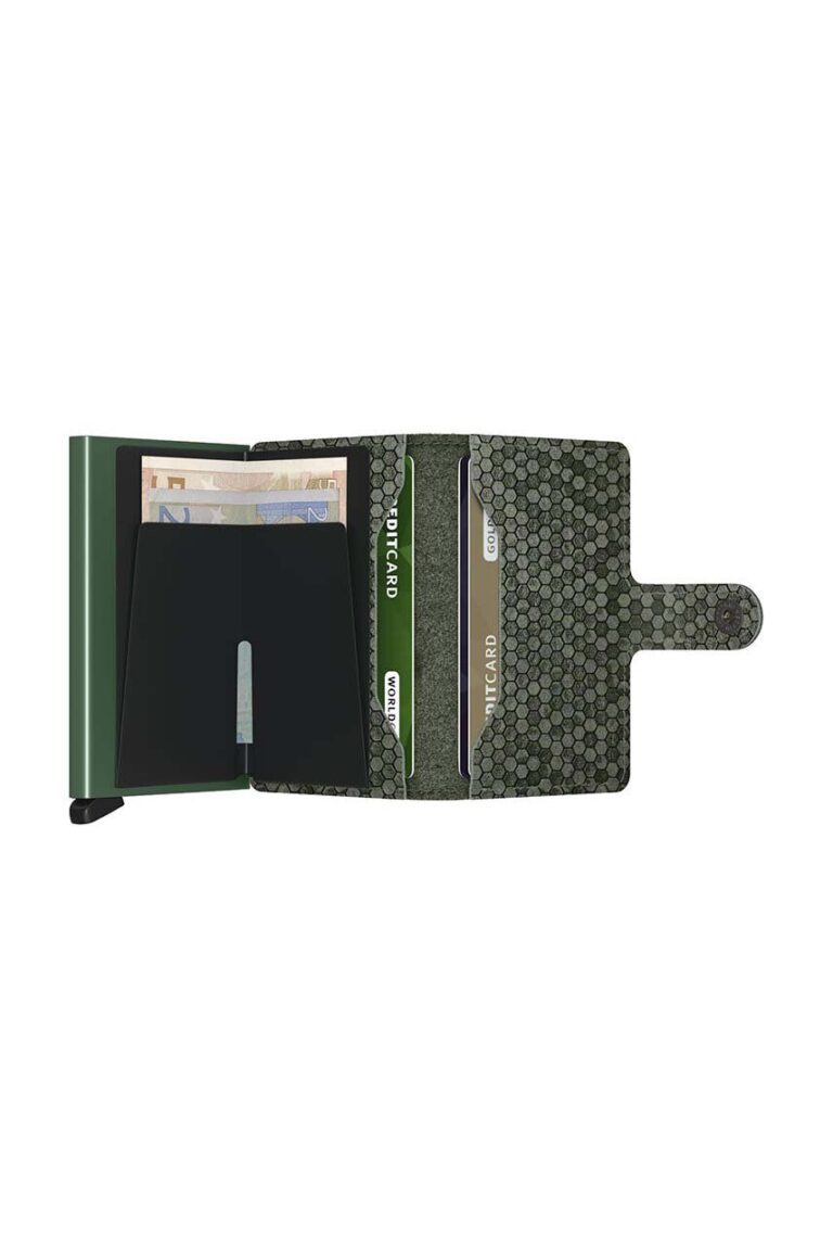 Secrid portofel de piele Miniwallet Hexagon Green culoarea verde preţ