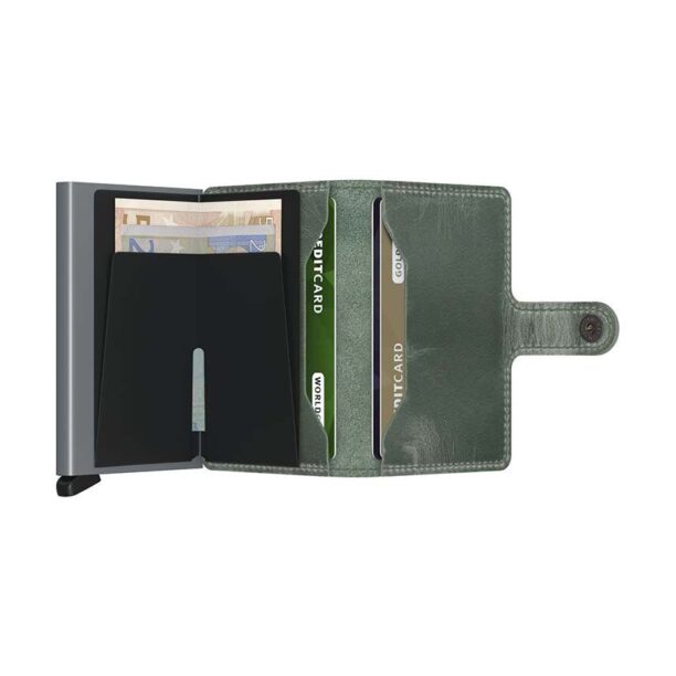 Secrid portofel de piele Miniwallet Vintage Sage culoarea verde preţ