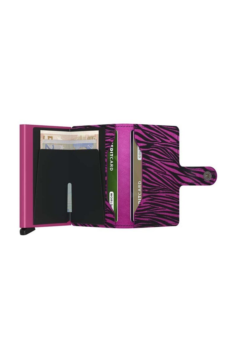 Secrid portofel de piele Miniwallet Zebra Fuchsia culoarea roz preţ