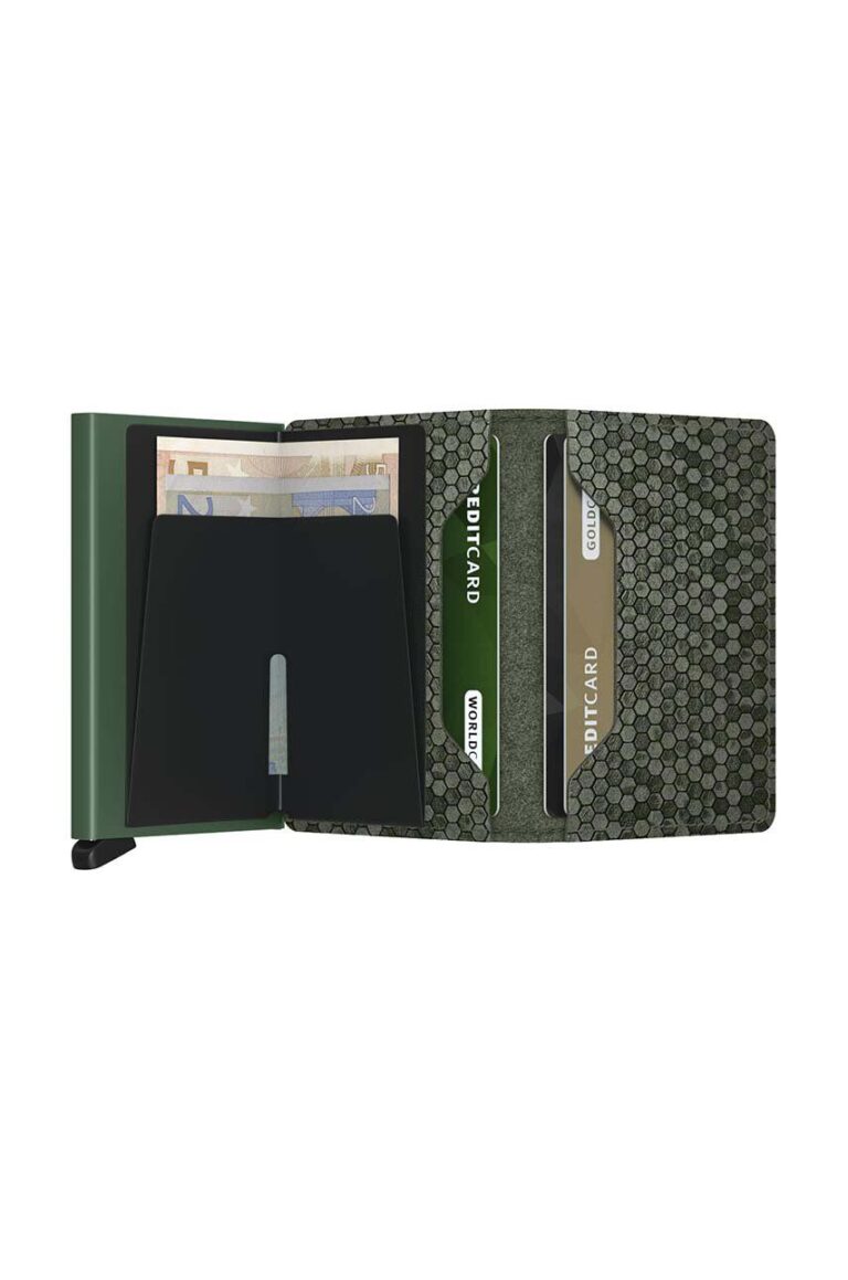 Secrid portofel de piele Slimwallet Hexagon Green culoarea verde preţ