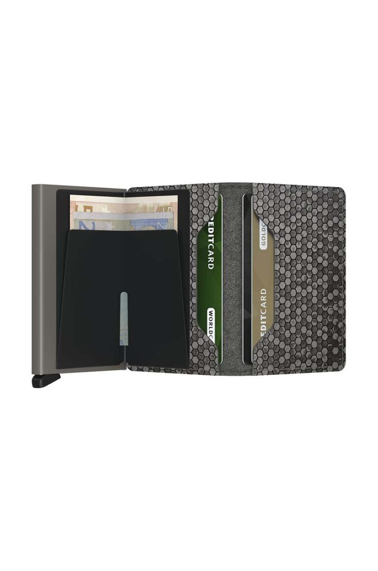 Secrid portofel de piele Slimwallet Hexagon Grey culoarea gri preţ