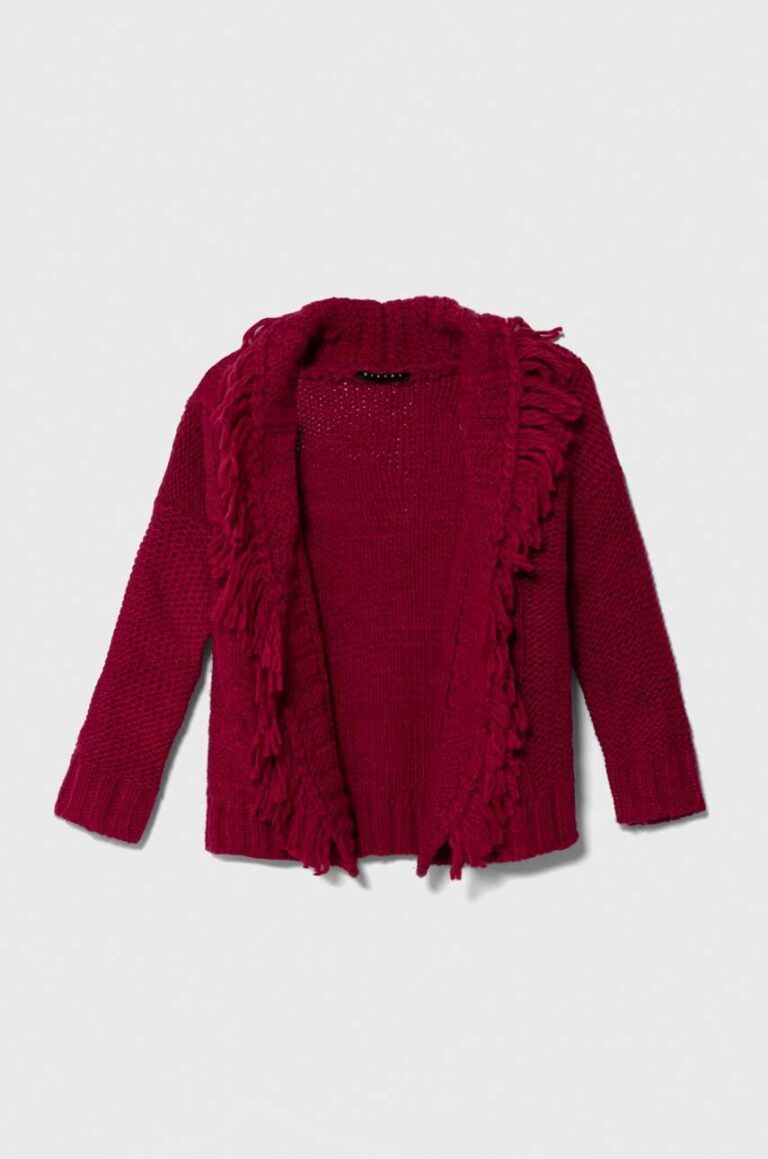 Sisley cardigan cu amestec de lână pentru copii culoarea roz