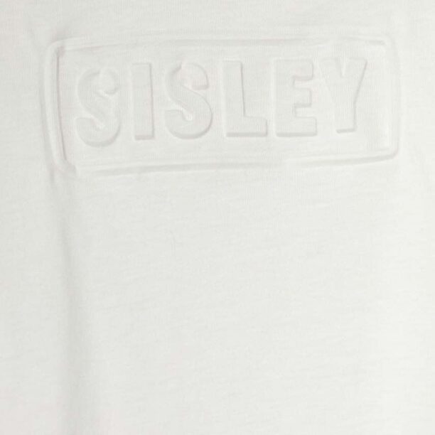 Sisley longsleeve din bumbac pentru copii culoarea alb preţ