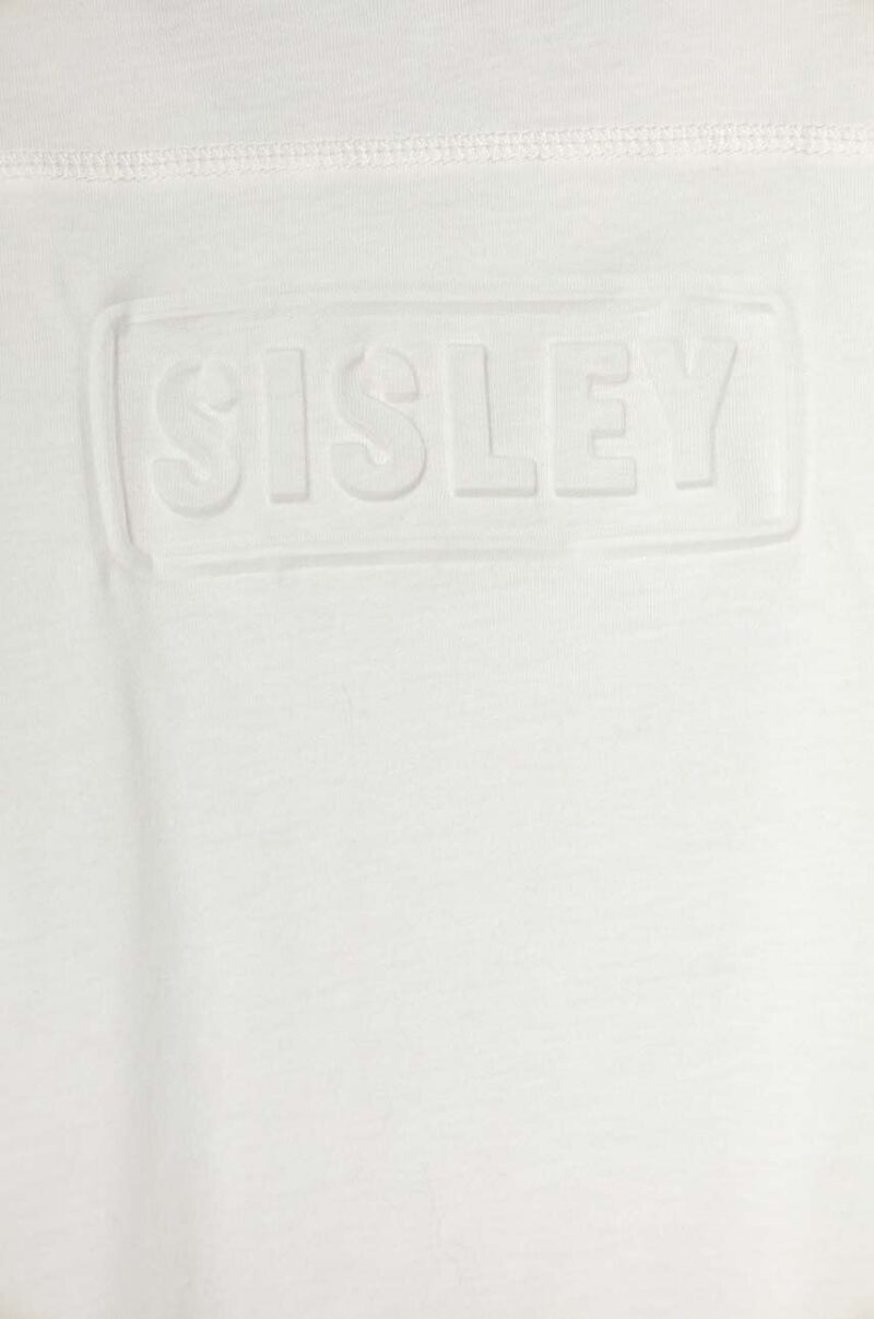 Sisley longsleeve din bumbac pentru copii culoarea alb preţ