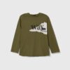 Sisley longsleeve din bumbac pentru copii culoarea verde