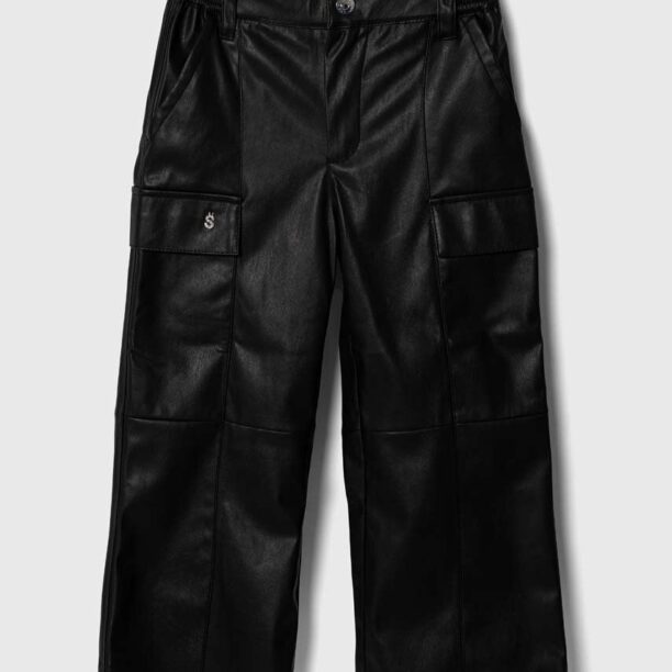 Sisley pantaloni copii culoarea negru