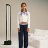 Sisley pantaloni de trening din bumbac pentru copii culoarea albastru marin