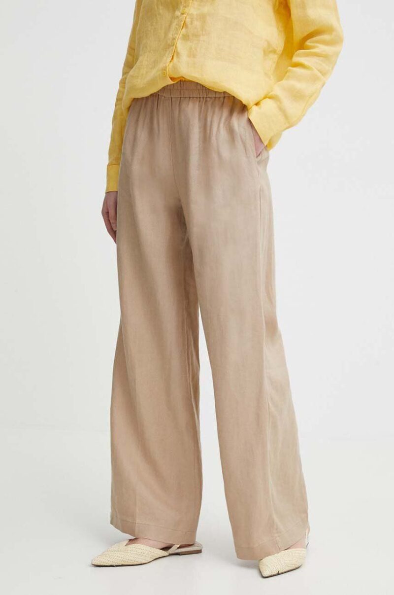 Sisley pantaloni din in culoarea bej