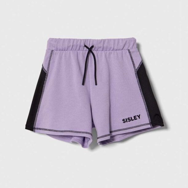 Sisley pantaloni scurți din bumbac pentru copii culoarea violet