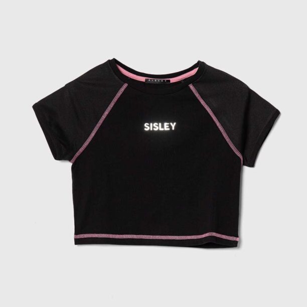 Sisley tricou copii culoarea negru