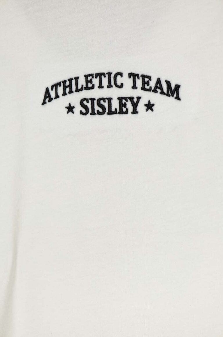 Sisley tricou de bumbac pentru copii culoarea alb preţ