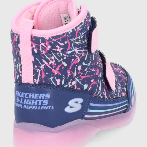 Skechers cizme de iarna copii culoarea albastru marin preţ