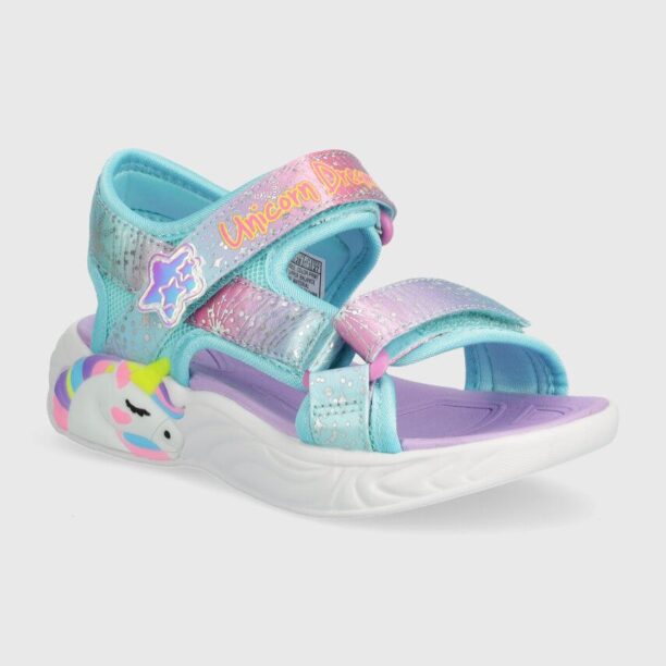 Skechers sandale copii UNICORN DREAMS SANDAL MAJESTIC BLISS culoarea turcoaz