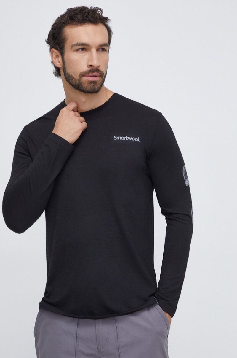 Smartwool longsleeve sport Outdoor Patch Graphic culoarea negru