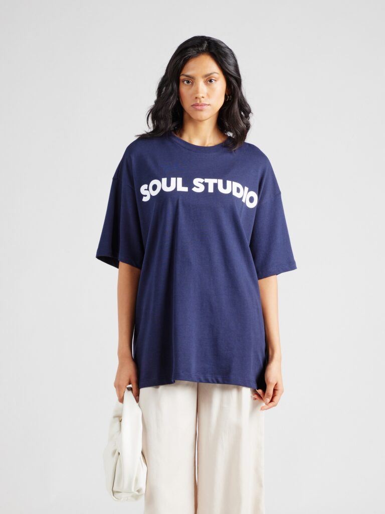 Smith&Soul Tricou  albastru marin / alb