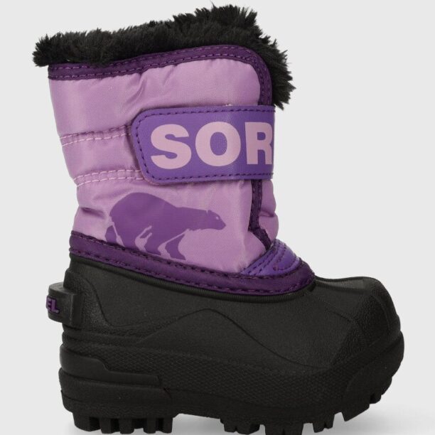 Sorel cizme de iarna copii Sorel Toddler Snow Commander culoarea violet