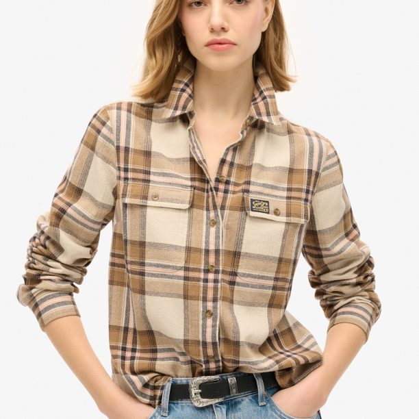 Superdry Bluză 'LUMBERJACK'  crem / ombră / brocart / gri închis preţ