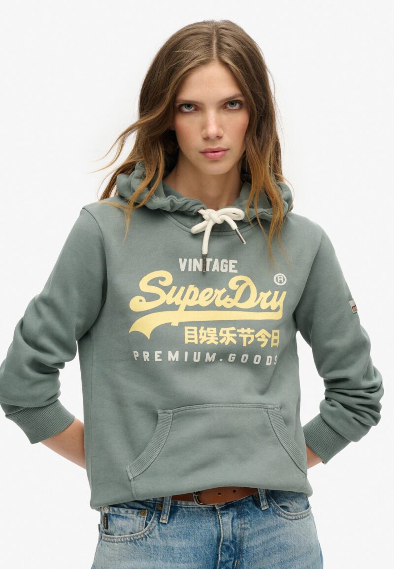 Superdry Bluză de molton  galben curry / gri / alb