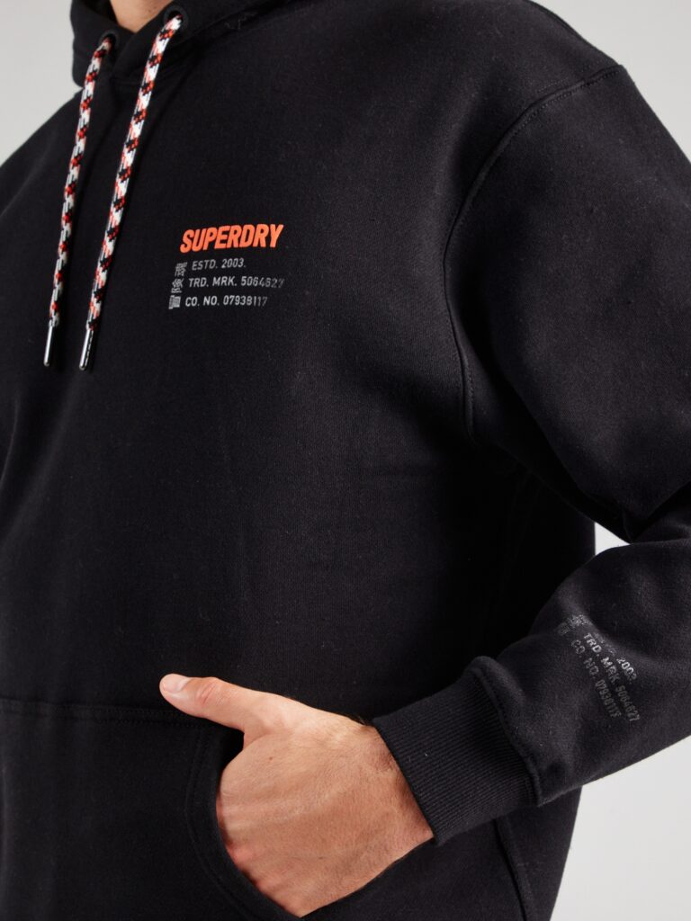 Preţ Superdry Bluză de molton  gri deschis / portocaliu mandarină / negru