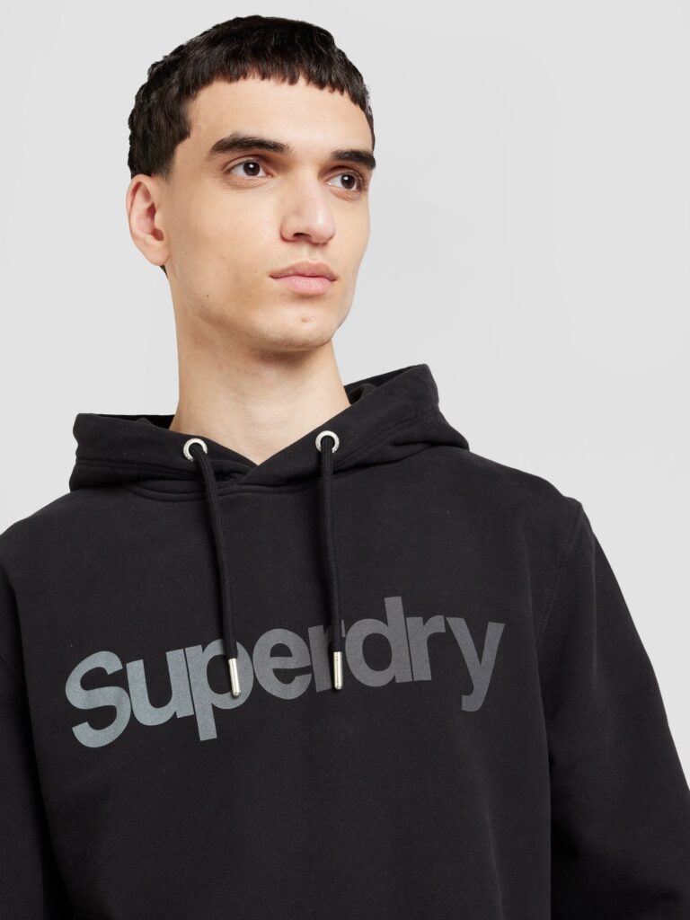 Superdry Bluză de molton  gri închis / negru