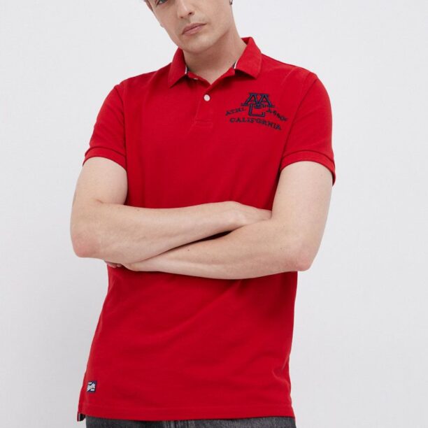 Superdry Polo de bumbac culoarea rosu