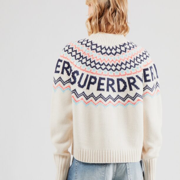 Superdry Pulover  crem / albastru marin / albastru deschis / portocaliu preţ