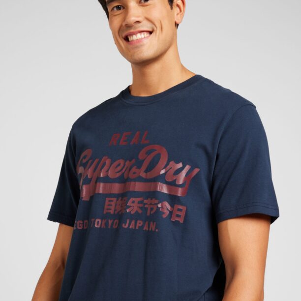 Superdry Tricou 'Classic'  albastru marin / roșu vin