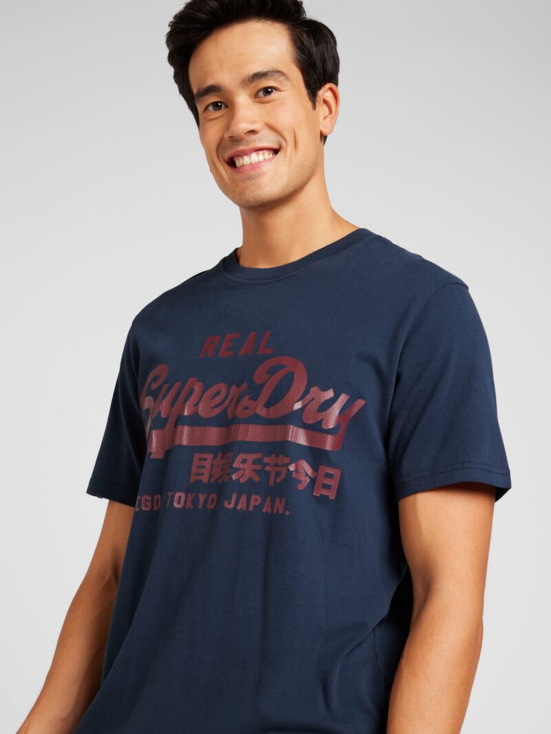 Superdry Tricou 'Classic'  albastru marin / roșu vin