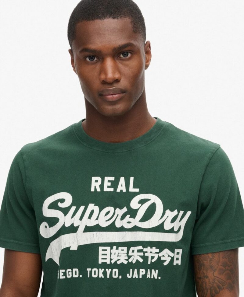 Superdry Tricou 'Classic'  verde pin / alb preţ