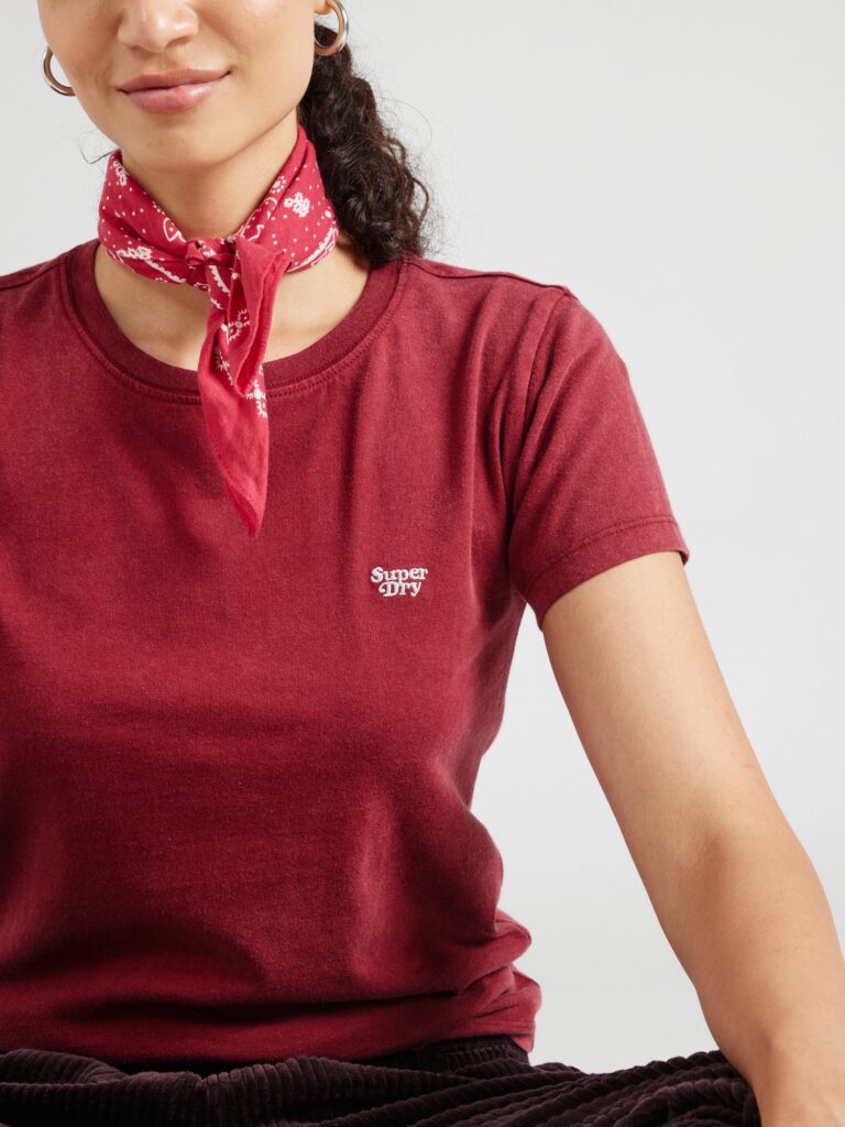 Preţ Superdry Tricou 'ESSENTIAL  90'S'  roşu închis / alb murdar