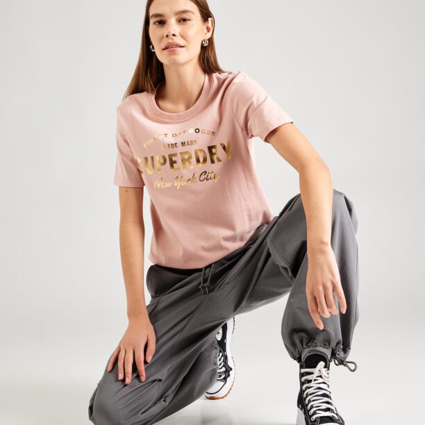 Cumpăra Superdry Tricou 'LUXE'  auriu / roz pal