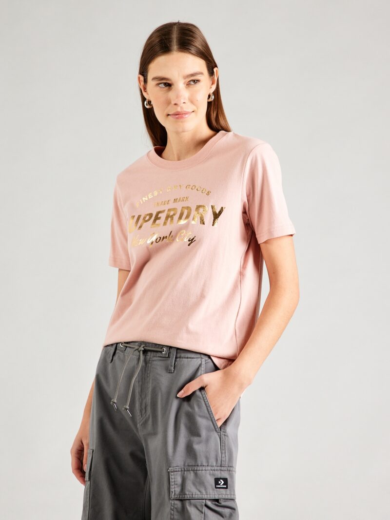 Superdry Tricou 'LUXE'  auriu / roz pal