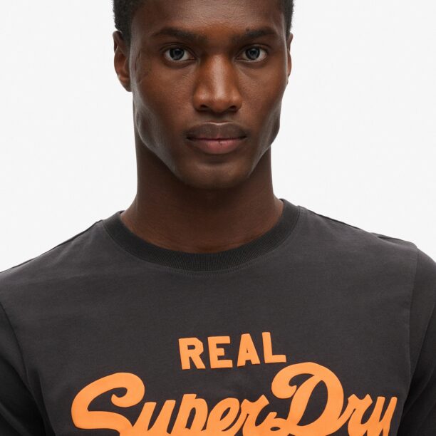 Cumpăra Superdry Tricou 'NEON'  gri metalic / portocaliu neon