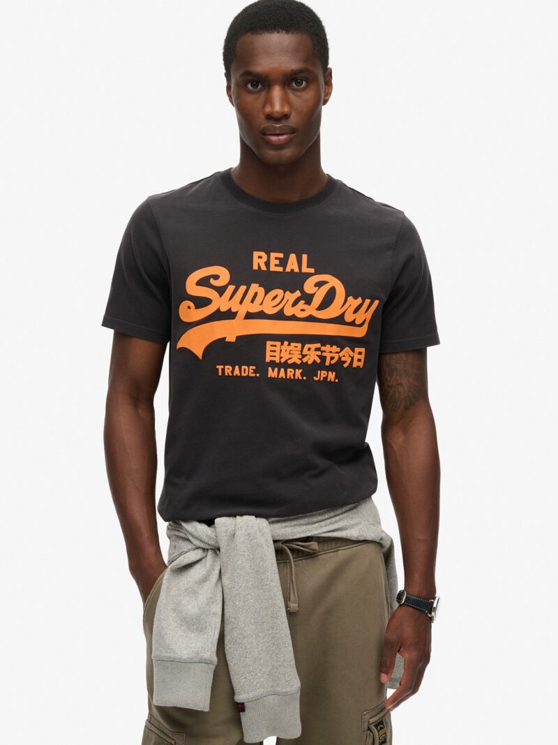 Superdry Tricou 'NEON'  gri metalic / portocaliu neon