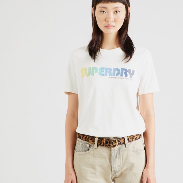 Superdry Tricou  crem / albastru deschis / galben / verde deschis