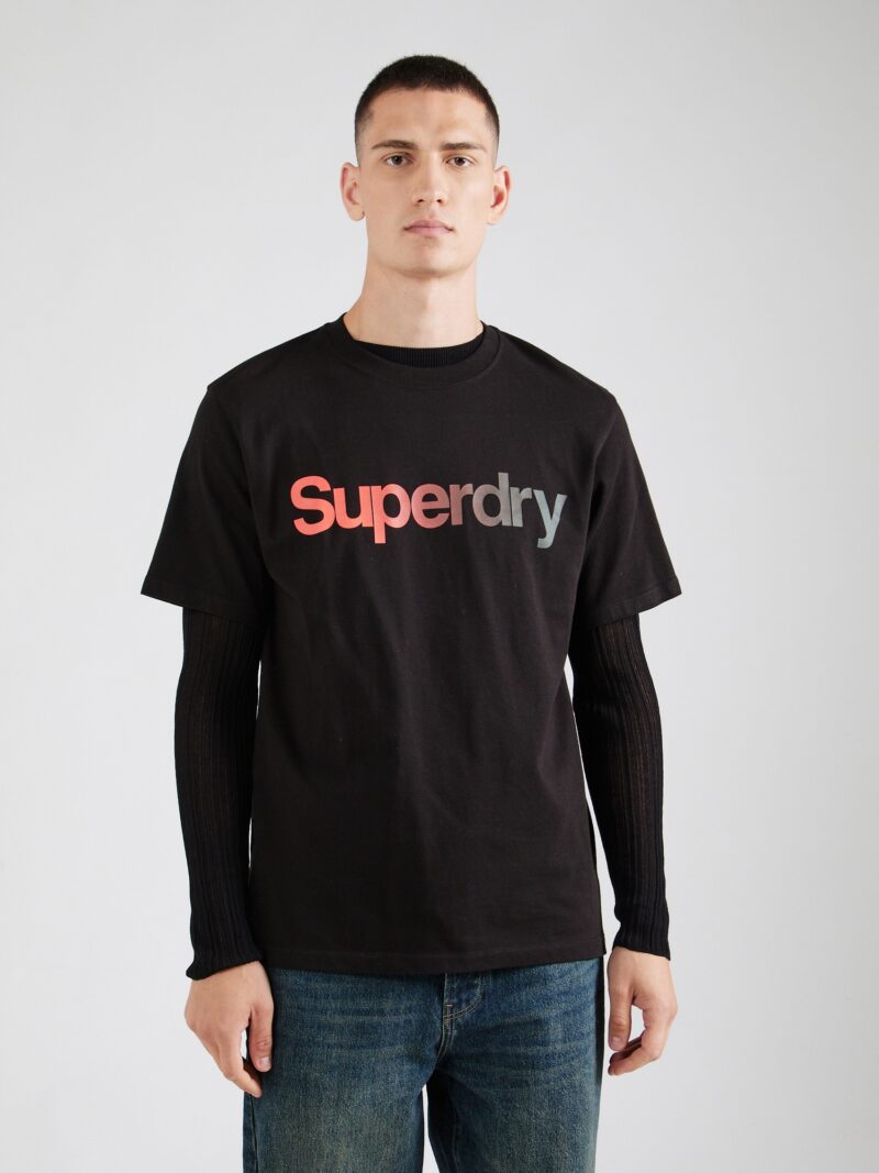 Superdry Tricou  gri / corai / negru